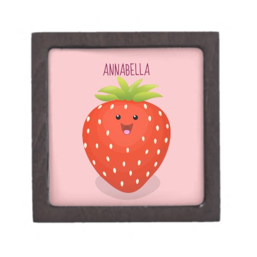 Cute kawaii strawberry cartoon illustration gift box