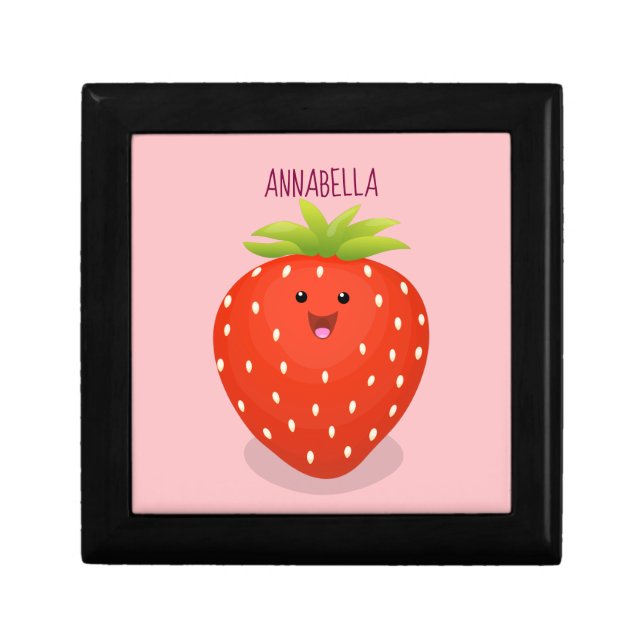 Cute kawaii strawberry cartoon illustration gift box (Front)