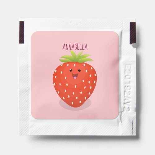Cute kawaii strawberry cartoon illustration hand sanitizer packet