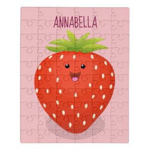 Cute kawaii strawberry cartoon illustration jigsaw puzzle