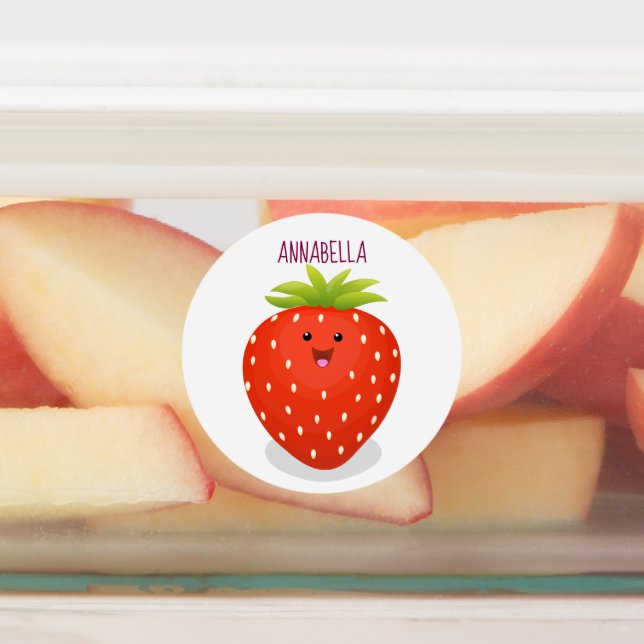 Cute kawaii strawberry cartoon illustration labels (Affixed)