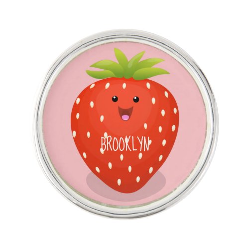 Cute kawaii strawberry cartoon illustration lapel pin