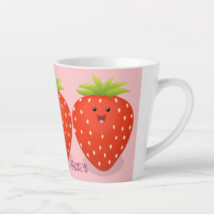 Cute kawaii strawberry cartoon illustration latte mug