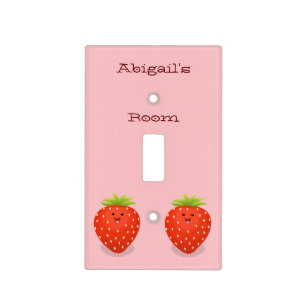 Cute kawaii strawberry cartoon illustration light switch cover