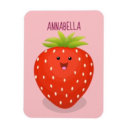 Cute kawaii strawberry cartoon illustration magnet