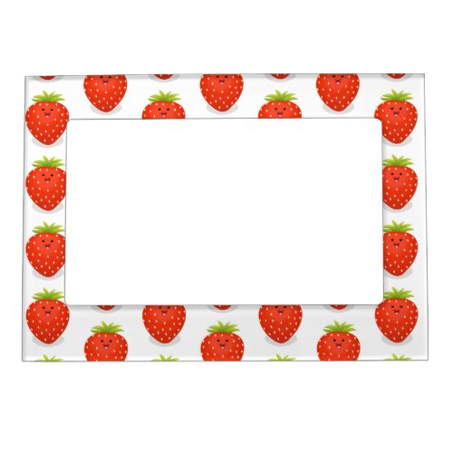 Cute kawaii strawberry cartoon illustration magnetic frame