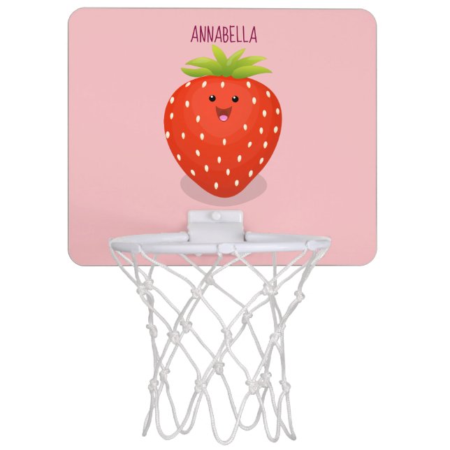 Cute kawaii strawberry cartoon illustration mini basketball hoop (Front)