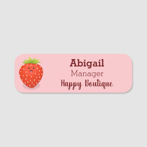 Cute kawaii strawberry cartoon illustration  name tag