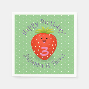 Cute kawaii strawberry cartoon illustration napkins