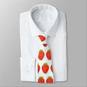 Cute kawaii strawberry cartoon illustration neck tie
