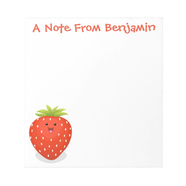 Cute kawaii strawberry cartoon illustration notepad (Front)