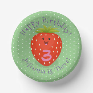 Cute kawaii strawberry cartoon illustration paper bowls