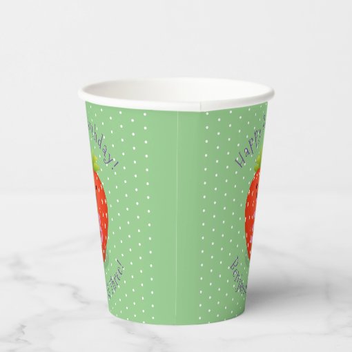 Cute kawaii strawberry cartoon illustration paper cups | Zazzle
