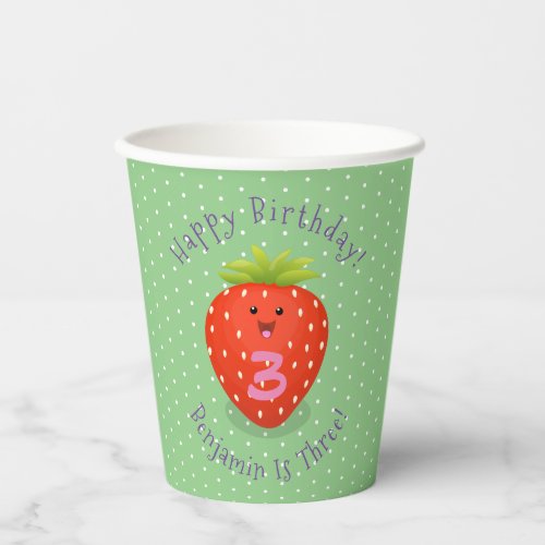 Cute kawaii strawberry cartoon illustration paper cups
