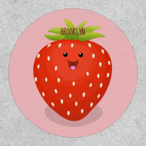 Cute kawaii strawberry cartoon illustration patch