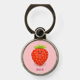 Cute kawaii strawberry cartoon illustration phone ring stand
