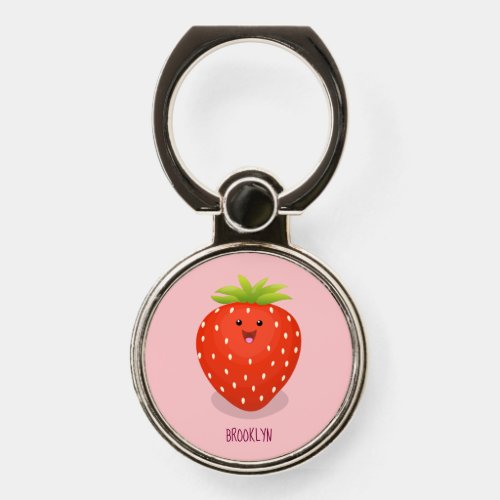 Cute kawaii strawberry cartoon illustration phone ring stand