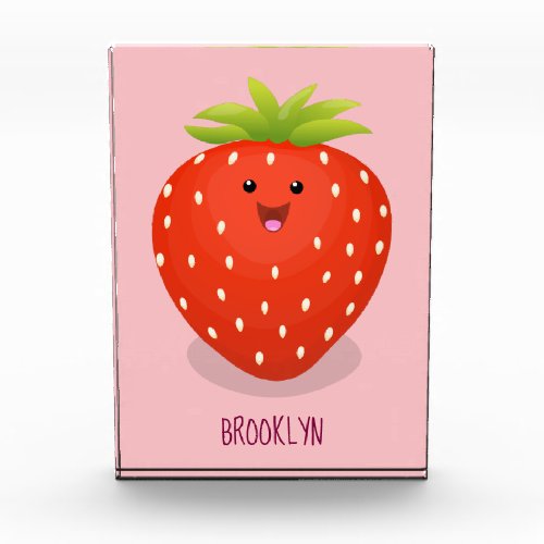 Cute kawaii strawberry cartoon illustration photo block