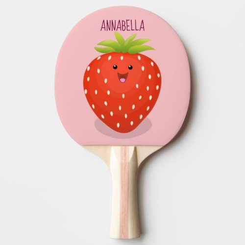 Cute kawaii strawberry cartoon illustration ping pong paddle
