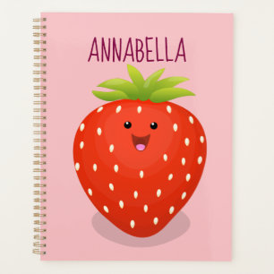 Cute kawaii strawberry cartoon illustration planner