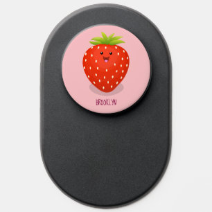 Cute kawaii strawberry cartoon illustration PopSocket