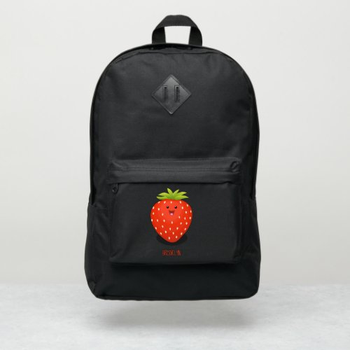 Cute kawaii strawberry cartoon illustration port authority backpack