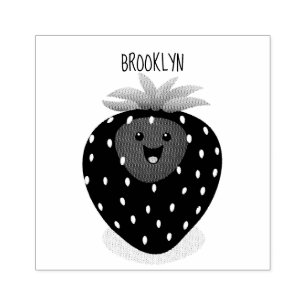 Cute kawaii strawberry cartoon illustration rubber stamp
