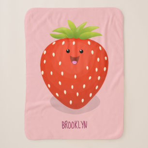 Cute kawaii strawberry cartoon illustration sherpa blanket