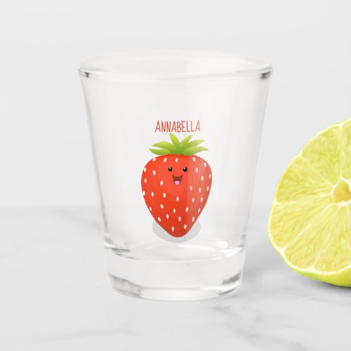 Cute kawaii strawberry cartoon illustration  shot glass