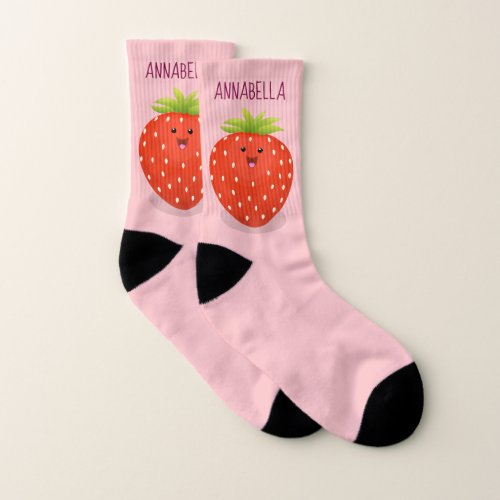 Cute kawaii strawberry cartoon illustration socks
