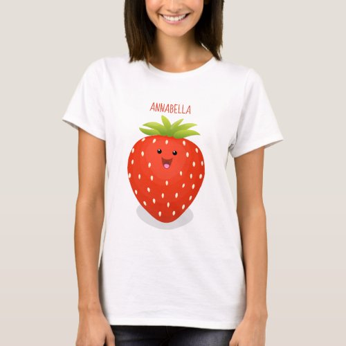 Cute kawaii strawberry cartoon illustration T_Shirt