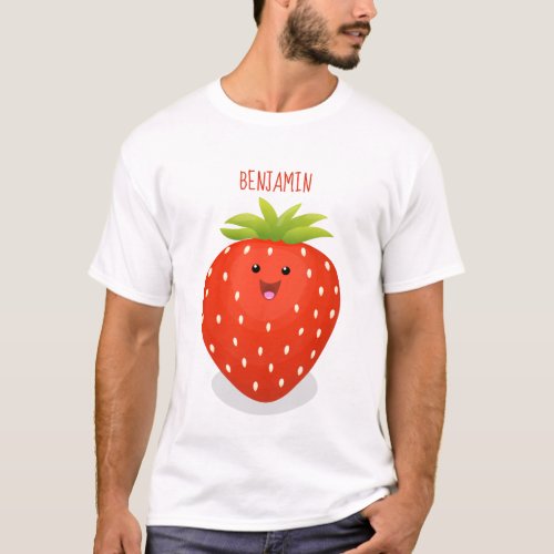 Cute kawaii strawberry cartoon illustration T_Shirt