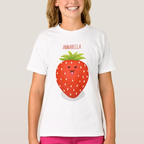 Cute kawaii strawberry cartoon illustration T_Shirt