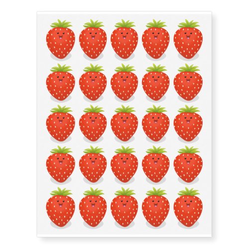 Cute kawaii strawberry cartoon illustration temporary tattoos