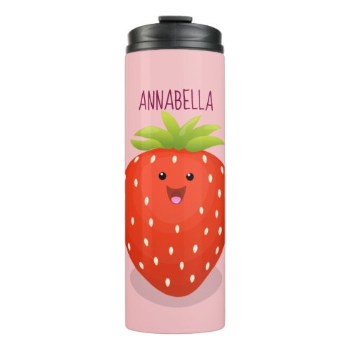 Cute kawaii strawberry cartoon illustration thermal tumbler