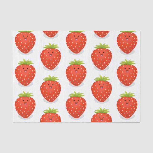 Cute kawaii strawberry cartoon illustration tissue paper (Front)