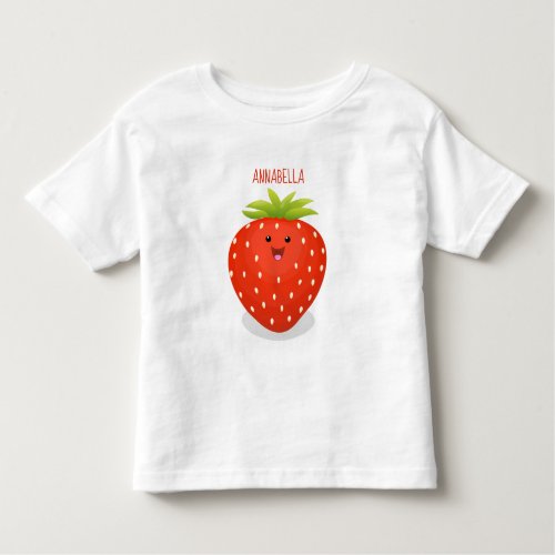 Cute kawaii strawberry cartoon illustration toddler t_shirt