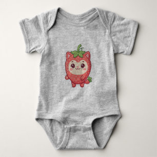 Cute Kawaii Strawberry Cat Baby Bodysuit