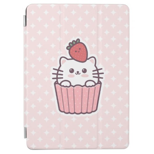 Cute Kawaii Strawberry Cat Cupcake Cartoon iPad Air Cover