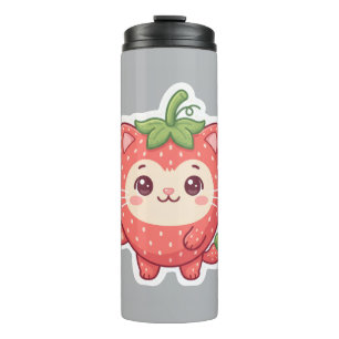 Cute Kawaii Strawberry Cat Travel Mug