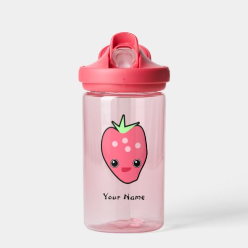 Cute Kawaii Strawberry Clear Pink Kids monogrammed Water Bottle