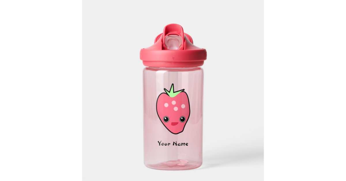 Cute Kawaii Strawberry Clear Pink Kids monogrammed Water Bottle