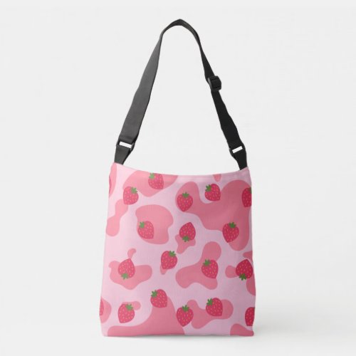 Cute Kawaii Strawberry Cow Pattern Crossbody Bag