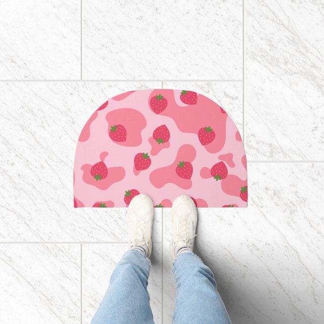 Cute Kawaii Strawberry Cow Pattern Doormat (Indoor)