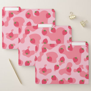 Cute Kawaii Strawberry Cow Pattern File Folder