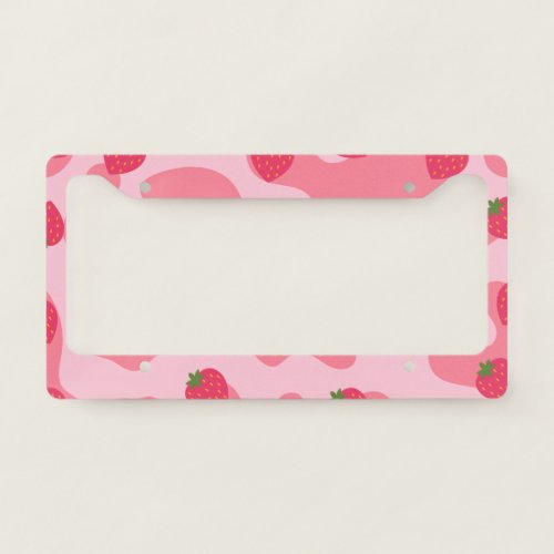 Cute Kawaii Strawberry Cow Pattern License Plate Frame