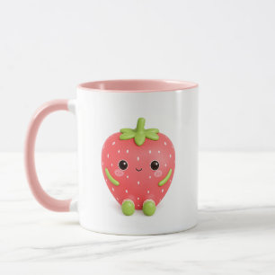 Cute Kawaii Strawberry Mug, Pink Strawberry Coffee Mug