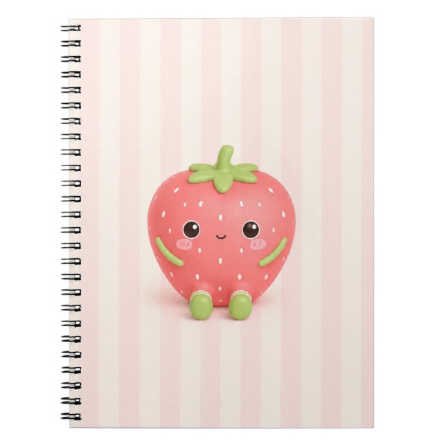 Cute Kawaii Strawberry Spiral Notebook (Front)