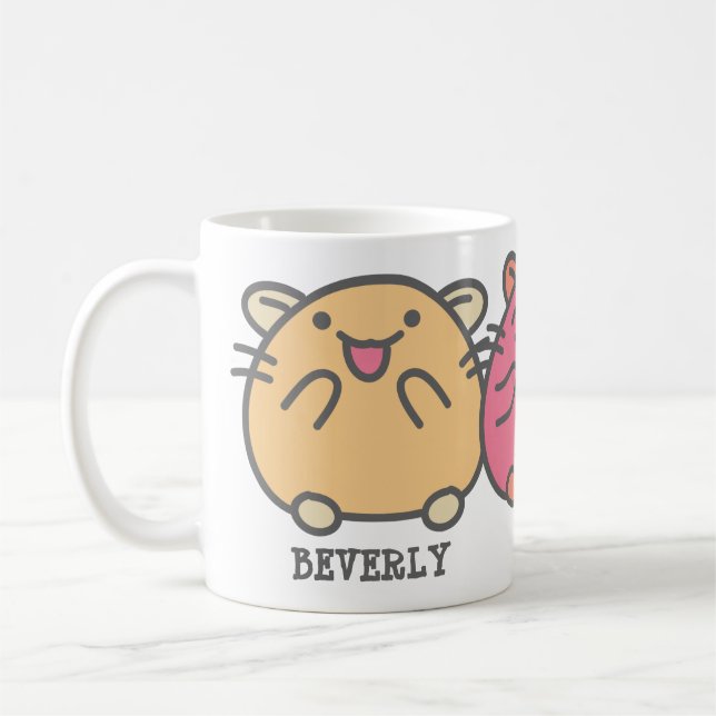 Cute Kawaii Style Cartoon Hamsters Personalized Coffee Mug (Left)