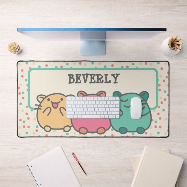 Cute Kawaii Style Cartoon Hamsters Personalized Desk Mat (Office 1)